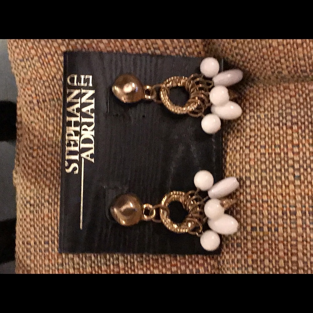 New Stephan Adrian gold & white bead earrings